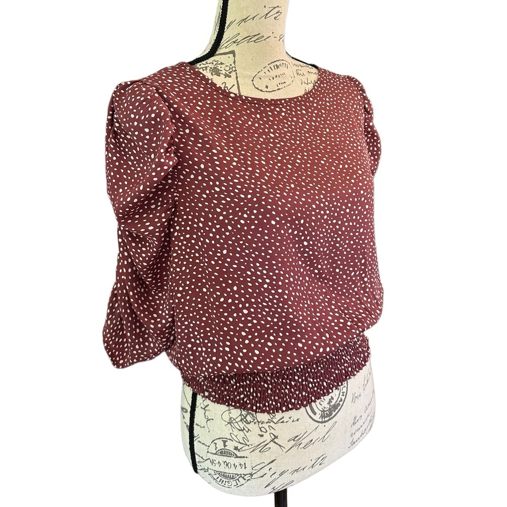 Puffy Sleeve Polka Dot Crop Top